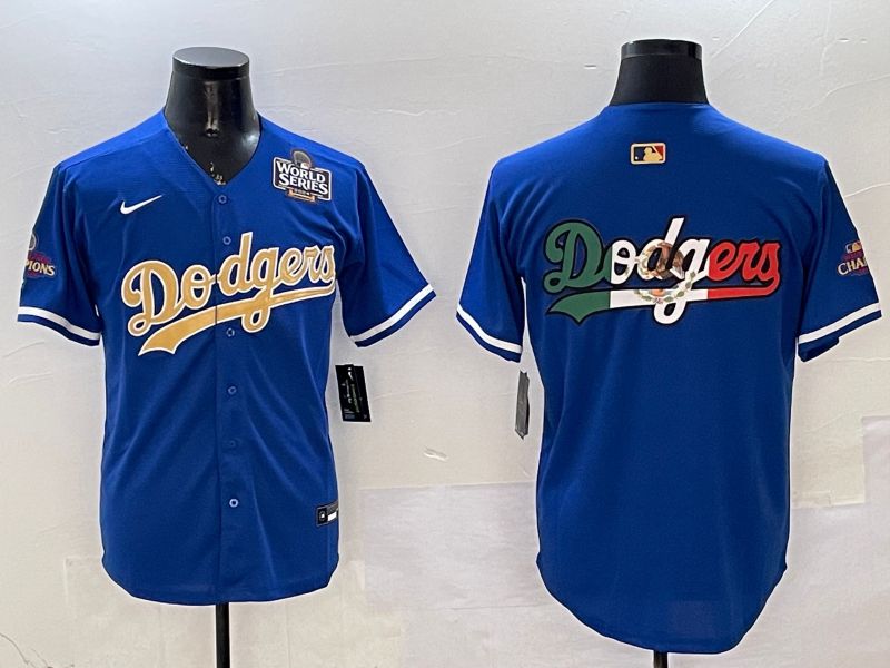 Men Los Angeles Dodgers Blank Blue Champion gold character 2025 Nike MLB Jersey style 9